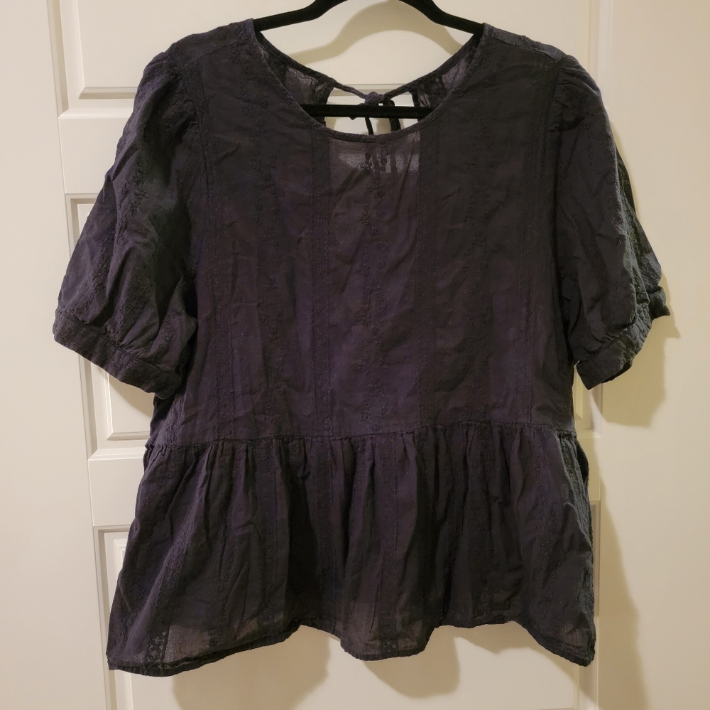 Puff Sleeve Open Back Blouse
